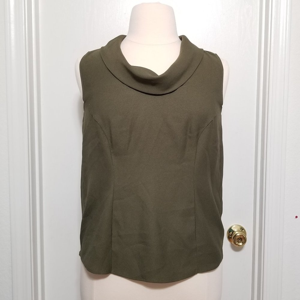 H by Halston Green Cowl Neck Sleeveless Top